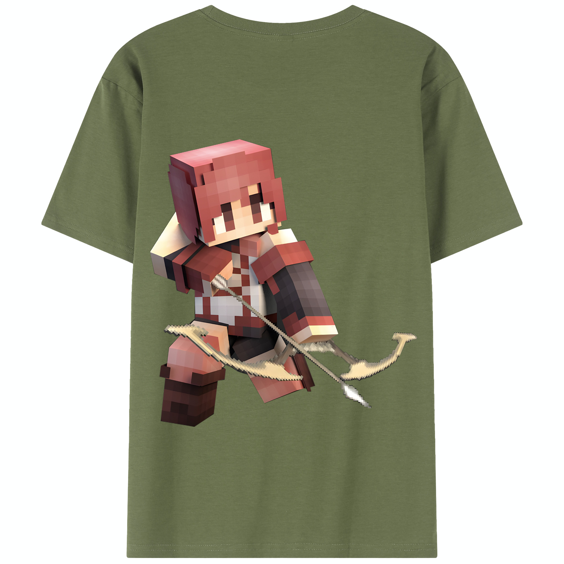 （画像用） マインクラフト ブロックの世界 Minecraft MC Block world 綿100％半袖Tシャツ（背面プリント）